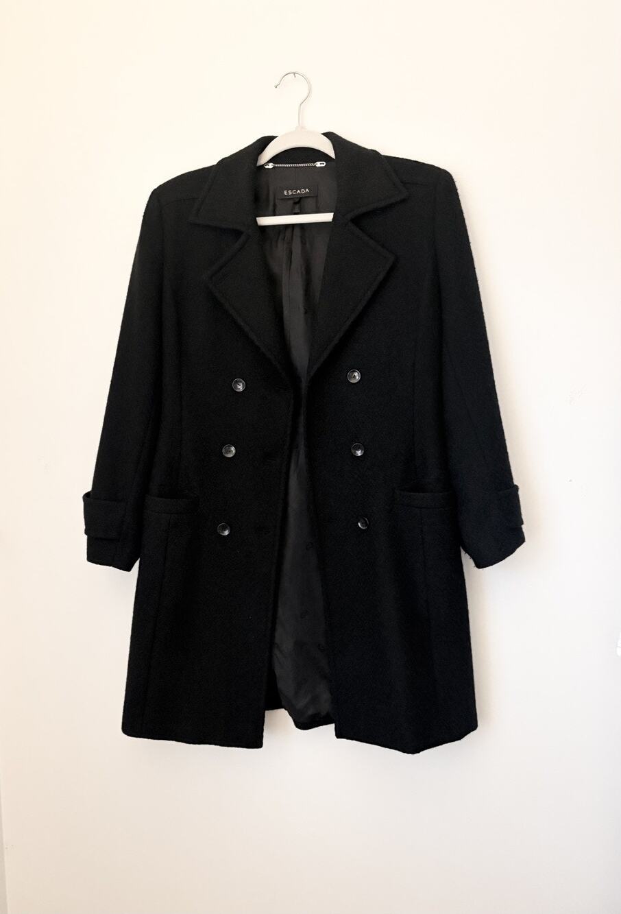 Escada Cashmere Black Coat Classic Women’s Size 34/US 4 Made In Italy Designer